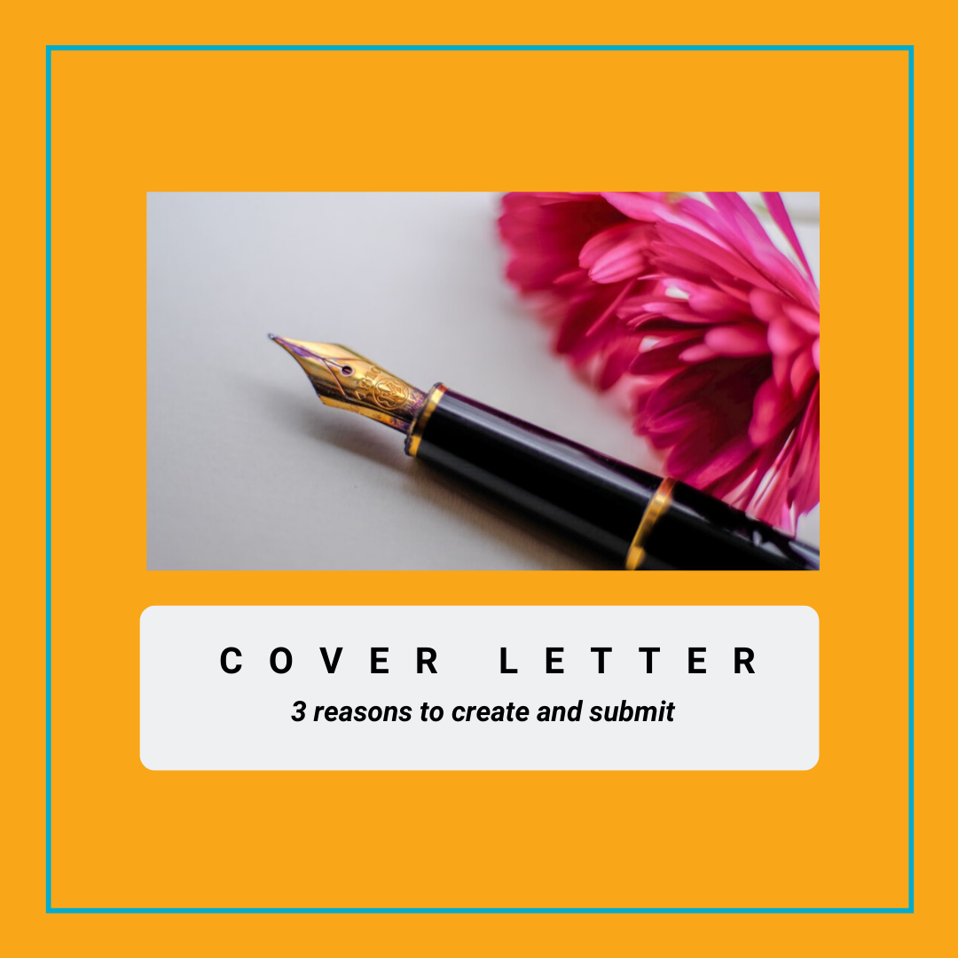 Cover letter header with subtitle of 3 reasons to create and submit