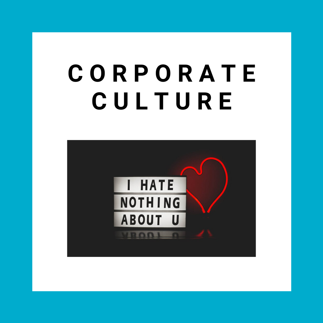 Corporate Culture with neon heart sign "I hate nothing about you"