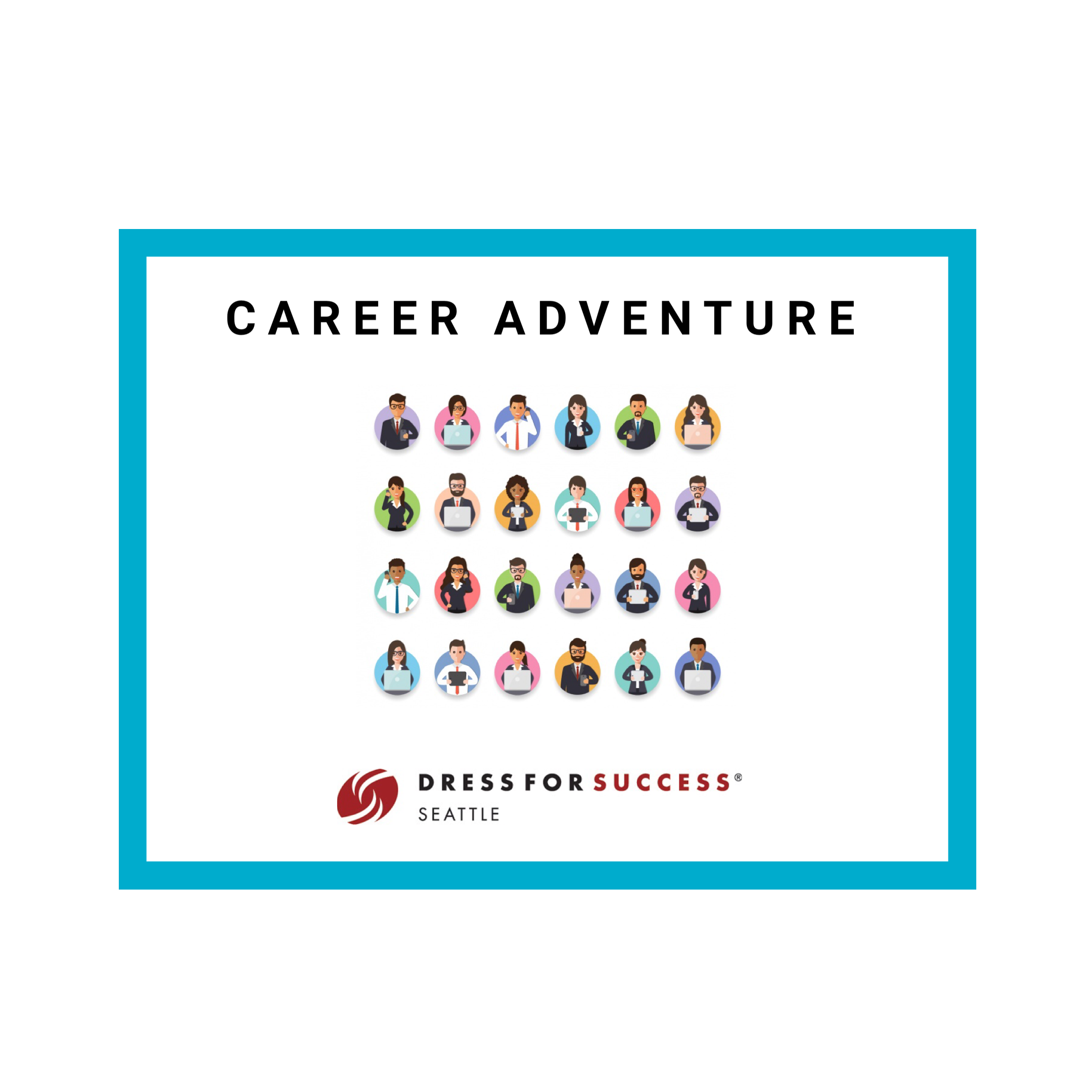 Career adventure image with I drawing illustrations of different career types