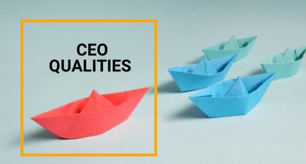 3 paper boats with text stating CEO abilities