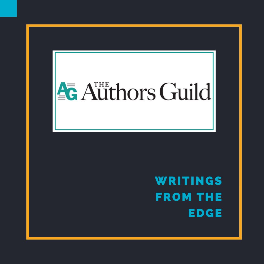 Picture of The Authors Guild Logo with text on the bottom stating writings from the edge