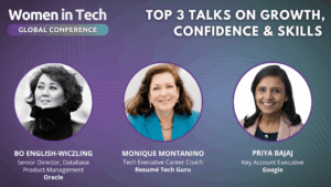 Photo montage of 3 talks on growth, confidence, & skills